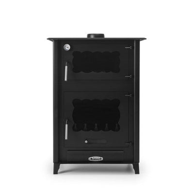 Estufa de Leña Etna con Horno Superior y Puertas de Cristal Vitrocerámico